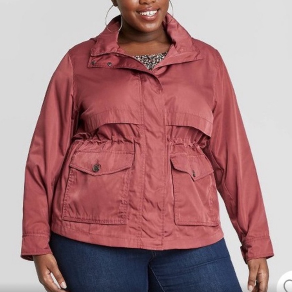 Ava & Viv Women’s Plus Rust Orange Rain Coat Cinched Waist - Size 2x